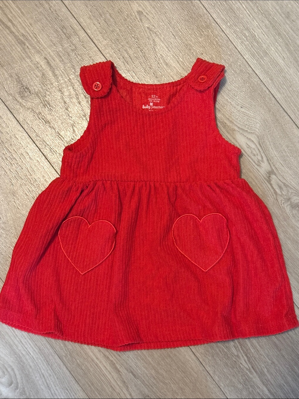 Baby Starters Red Corduroy Heart Pocket Dress